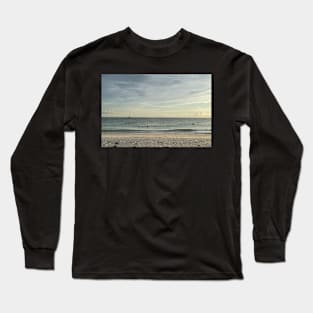 Scenic Beach with Sailboat Long Sleeve T-Shirt